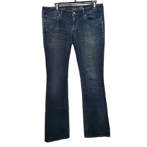 Express Jeans Women's‎ Y2K Stella Distressed Low Rise Bootcut 3D Pocket Size 8L - Picture 1 of 9